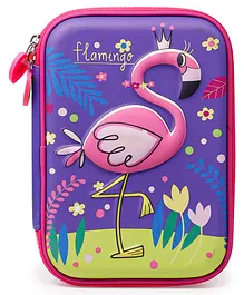 Fiddlerz Flamingo Embossed Pencil Pouch - Purple