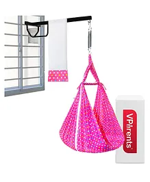 VParents Tot Baby Swing Cradle With Mosquito Net Spring And Metal Window Cradle Hanger - Pink