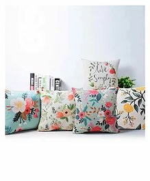 Elementary Fine Polyester Cushion Covers Floral Theme Pack of 5 - Multicolor