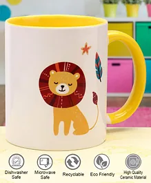 Pine Kids Ceramic Mug Lion Print Yellow - 330 ml