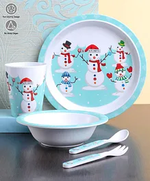 Baby Dinner Set Snowman Print Pack Of 5 - Multicolor