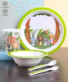 Baby Dinner Set Animal Print Pack Of 5 - Multicolor
