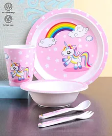 Baby Dinner Set Unicorn Print Pack Of 5 - Multicolor