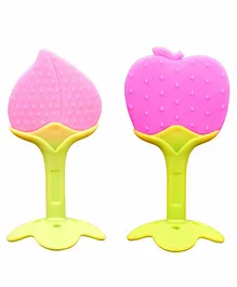 The Little Lookers Baby Teether Apple & Peach Shape Pack of 2 - Pink
