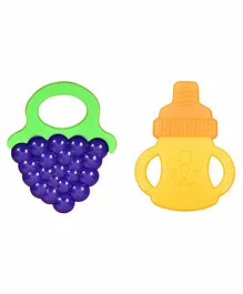 The Little Lookers Baby Teether Bottle & Grapes Shape Pack Of 2 - Multicolor