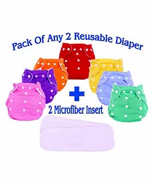 The Little Lookers Adjustable Cotton Diaper With Insert Pack Of 2 ( Colour May Vary)