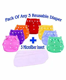 The Little Lookers Adjustable Cotton Diaper With Insert Pack Of 3 ( Colour May Vary)