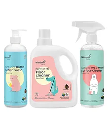 Windmill Baby Natural Bottle & Dish Wash, Natural Floor Cleaner & Natural Multi Surface Cleaner Combo Pack 