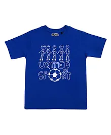 The Talking Canvas Half Sleeves United Sports Printed Tee - Blue
