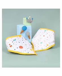 Kicks & Crawl Bandana Bibs Space Explorer Print Pack of 2 - White