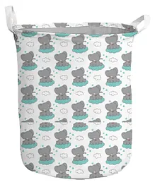 POLKA TOTS Canvas Cotton Laundry Storage Bag Foldable Toy Storage Basket - Baby Elephant