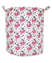 POLKA TOTS Canvas Cotton Laundry Storage Bag Foldable Toy Storage Basket - Unicorn