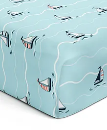 The White Cradle Flat Bed Sheet Yacht Blotch Print - Blue