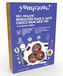 YUMICIOUS Organic Sprouted Ragi & Oats Choco Pancake Mix | No Maida, No Sugar, No Preservatives, Vegan & Gluten Free