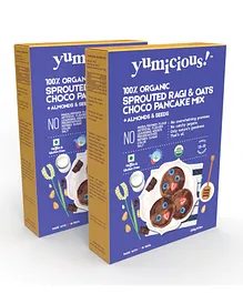 YUMICIOUS Organic Sprouted Ragi & Oats Choco Pancake Mix | No Maida, No Sugar & No Preservatives, Vegan & Gluten Free- Pack of 2