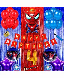 Shopperskart Spiderman Themed 4th Birthday Decoration Combo - Pack of 74