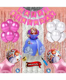 Shopperskart Princess Themed Birthday Kit Pink - Pack of 73