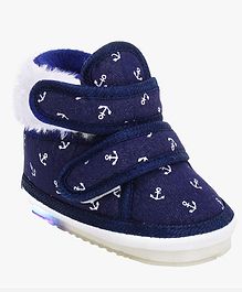 Chiu Anchor Print LED Light Chu Chu Musical Sound Booties - Blue