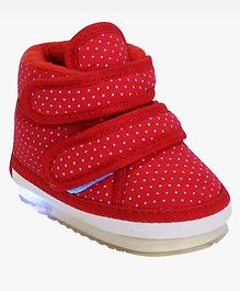 Chiu Dots Print LED Light Chu Chu Musical Sound Booties - Red