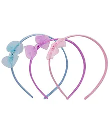 Jewelz Pack Of 3 Bow Hair Band Combo - Blue Purple & Pink