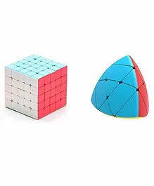 VWorld High Speed Stickerless Square & Pyramid Shape Rubik's Cubic Pack of 2 - Multicolour