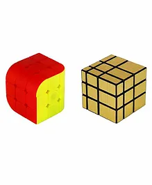 VWorld Curve And Gold Mirror Rubik Cubes Pack of 2 - Multicolour