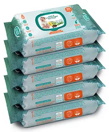 Buddsbuddy Combo of 5 Cucumber Based  Skincare Baby Wet Wipes With Lid Contains Aloe vera Extract, Castor Oil - 80 Pieces