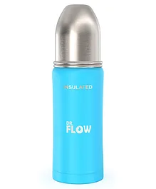 Dr.Flow Omega Insulated ThermoSteel Baby Feeding Bottle with 2 Pieces Extra Teats DF9004 Blue - 270ml