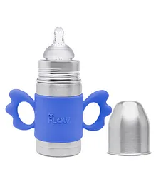 Dr.Flow Vogue+ Stainless Steel Baby Feeding Bottle with Silicone Handle & Silicone Closing Disc DF9009 Multicolor -260 ml