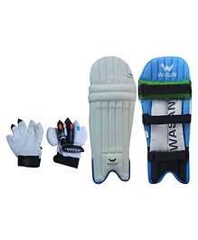 Wasan Cricket Batting Leg Guard And Gloves - Blue