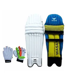 Wasan Cricket Batting Leg Guard And Gloves - Multicolor