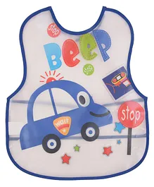 Yellow Bee Water Proof Bib Car Print - White And Blue