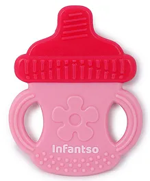 INFANTSO Non-Toxic Food-Grade Silicone Baby Teether Bottle Shape Teether - Pink