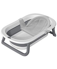 INFANTSO Folding Baby Bath Tub with Support Bath Net - Grey