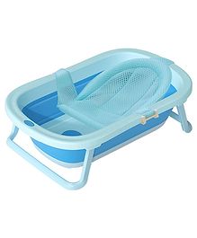 INFANTSO Folding Baby Bath Tub with Support Bath Net - Light Blue