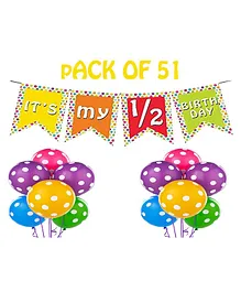 Funcart Half Birthday Decoration Kit Multicolor - Pack of 51