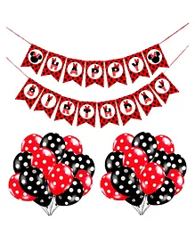 Funcart Mickey Mouse Theme Birthday Kit Red Black - Pack of 51