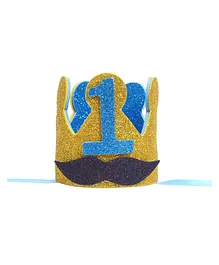 Funcart 1st Birthday Glitter Crown Cap - Blue 
