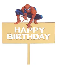 Funcart Superhero Themed Birthday Cake Topper - Golden