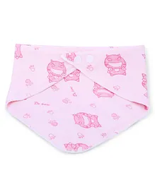 Dokkodo Bandana Style Cotton Baby Bib Kitty Print - Pink