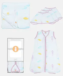Ooka Baby Newborn Care Gift Set Seahorse Print Blue - Set of 5 