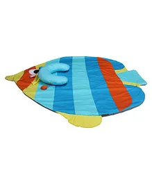 My Milestones Tummy Fish Playmat With Sensory Pillow - Rainbow Blue