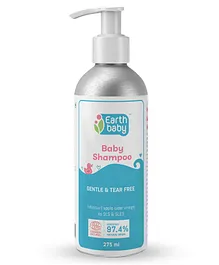 earthBaby No Tears Baby Shampoo, Certified 97.4% Natural origin - 275 ml