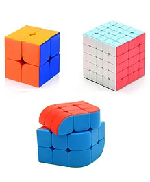 VWorld High Speed Stickerless Rubik Cubes Pack of 3 - Multicolour