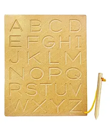 FunBlast Wooden Capital Alphabet Tracing Board - Brown