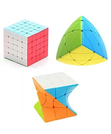 VWorld High Speed Smooth Stickerless Rubik Cubes Pack of 3 - Multicolour