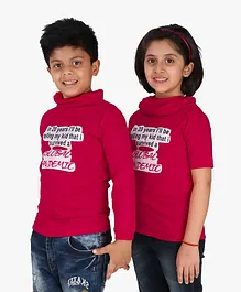 Knotty Kids Full Sleeves Global Pandemic Survivor Printed Tee With Attached Mask - Red