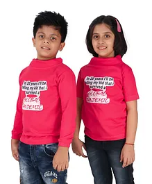 Knotty Kids Full Sleeves Global Pandemic Survivor Tee With Attached Mask - Pink