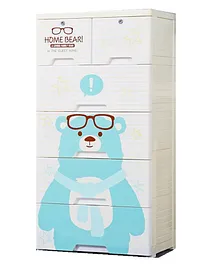 The Tickle Toe Chest of Drawers  Bear Print - Blue White 