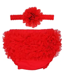 Bembika Baby Diaper With Headband Photography Props Set - Red